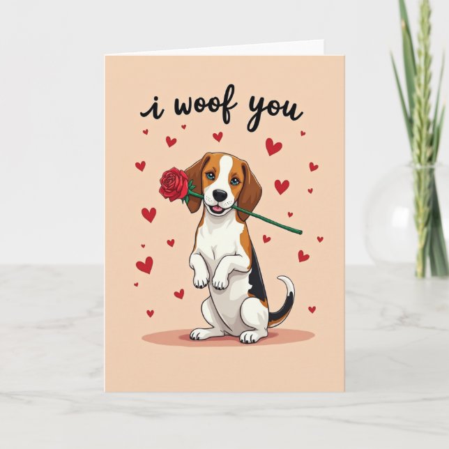 Carte Cute Beagle I Woof You Card (Devant)