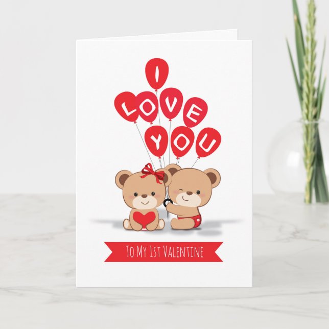 Carte Cute Bears Couple Valentine's Day Card (Devant)