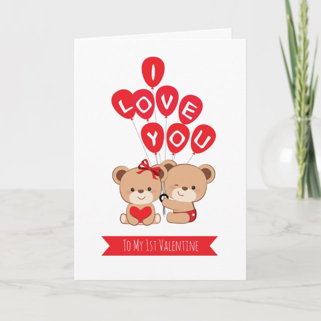 Carte Cute Bears Couple Valentine's Day Card (Devant)
