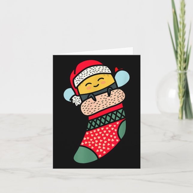 Carte Cute Bee Baby Bumblebee In Christmas Sock Xmas Paj (Devant)