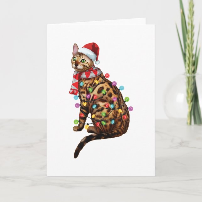 Carte Cute Bengale Chat Drôle Noël Cadeaux (Devant)