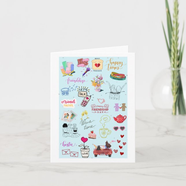 Carte Cute Besties Collage Funny Galentine's Card (Devant)