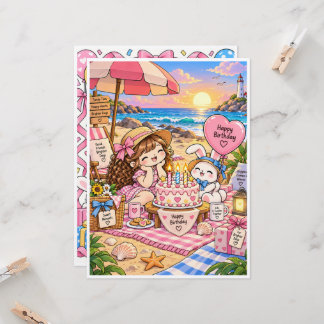 Carte Cute Birthday Greeting Card – Blank Inside – Kawai