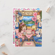 Cute Birthday Greeting Card – Blank Inside – Kawai
