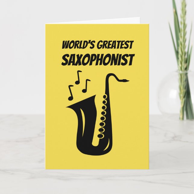 Carte Cute Birthday greeting card for saxophone player (Devant)