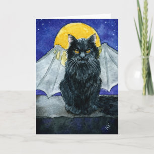 Carte Cute Black Cat Gargoyle Halloween toute occasion