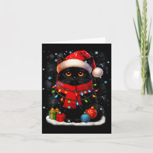 Carte Cute Black Cat Santasnowflake Christmas Xmas Women (Devant)