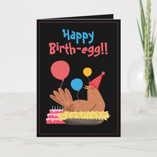 Carte Cute Black Funny Poulet et Humour de gâteau Annive (Devant)