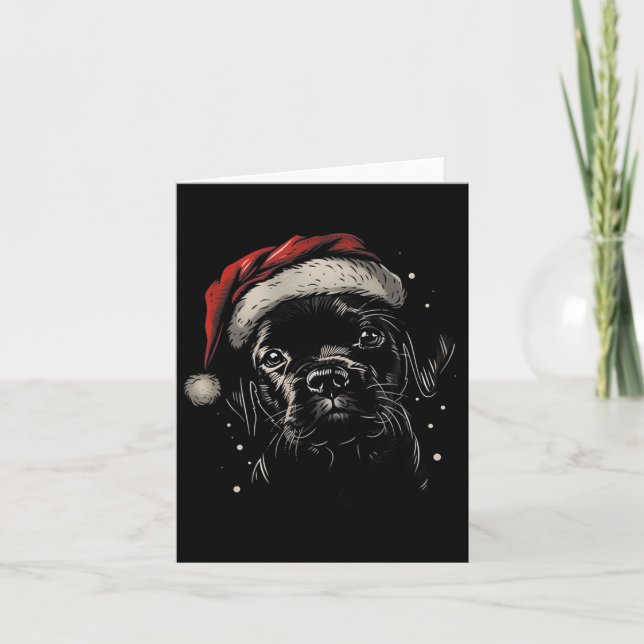 Carte Cute Black Puppy Lab Santa Hat Xmas Chien Labrador (Devant)