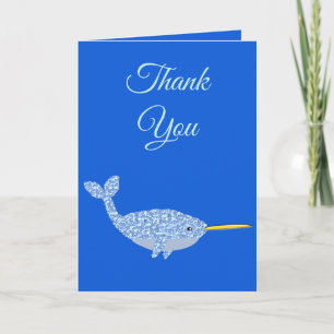 Carte Cute Blue Baby Boy Narwhal Baby shower personnalis