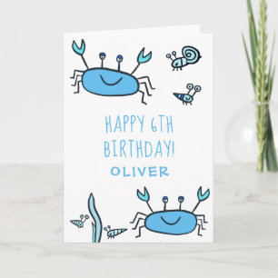 Carte Cute Blue Crab Sea Animals Gary Joyeux Anniversair