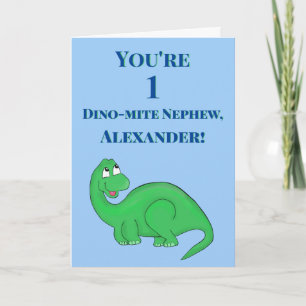 Carte Cute Blue Nephew Son Garçon 1er Anniversaire Dinos