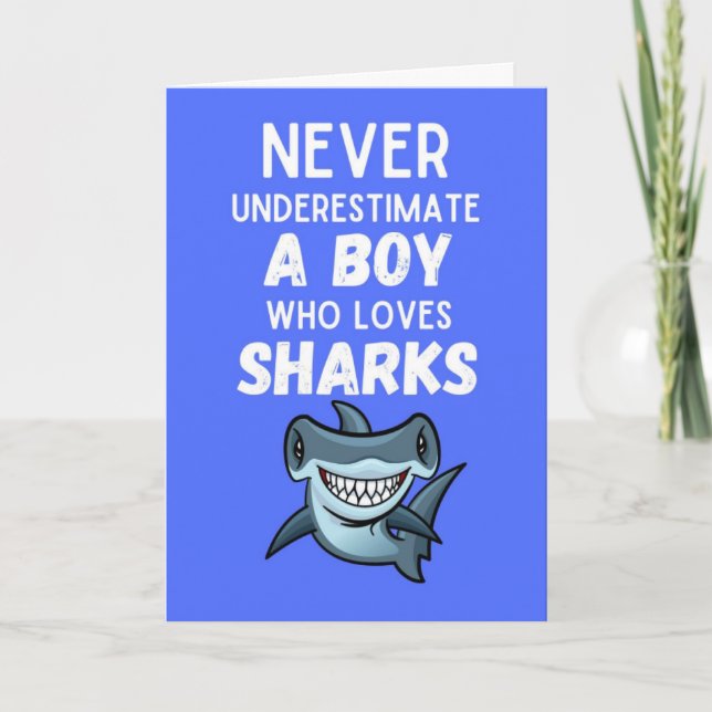Carte Cute Blue Shark Cards For Baby Boy Ocean Lover Kid (Devant)