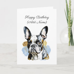 Carte Cute Boston Terrier Personnalisé Anniversaire