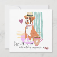 Cute Boxer Chien Café Happiness Citer Toute Occasi