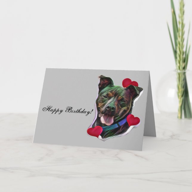 Carte Cute Brindle Pop Art Pit Bull Staffordshire Amour (Devant)