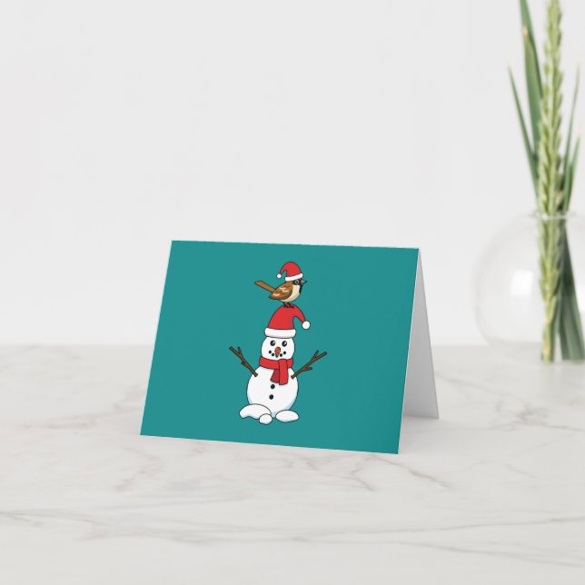 Carte Cute Bruant sur Snowman (Devant)