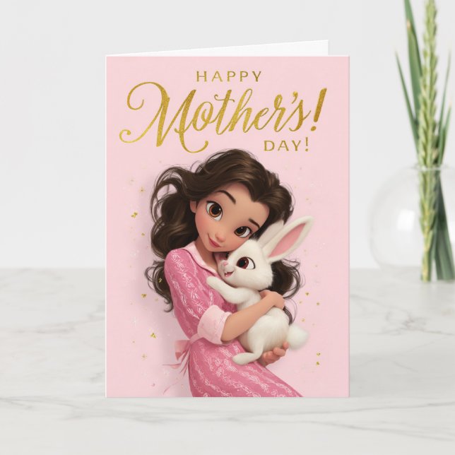 Carte Cute Bunny Hug Mother’s Day Card (Devant)