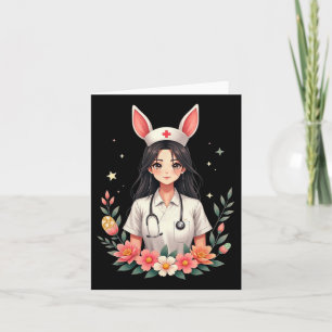 Carte Cute Bunny Nurse Anime Girl Pâques Médicale Istant