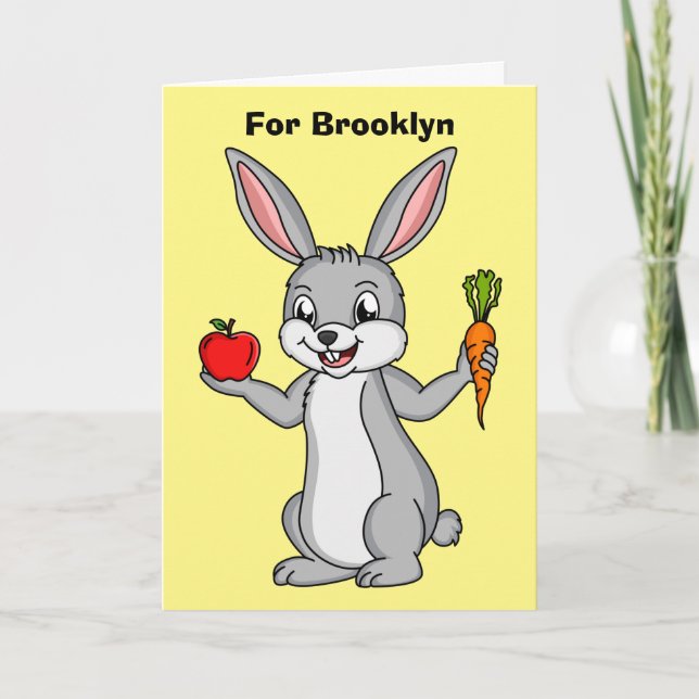 Carte Cute bunny rabbit with vegetables (Devant)
