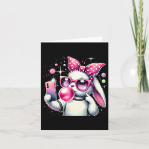 Carte Cute Bunny Selfie Bubblegum Esthétique Pâques Jour