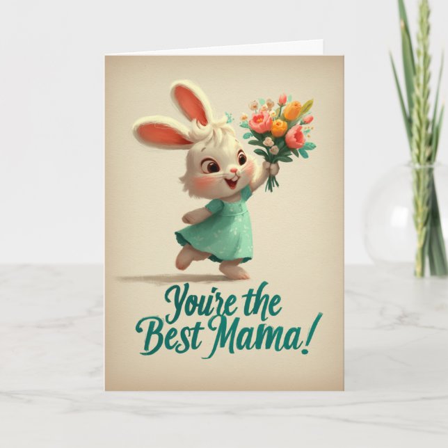 Carte Cute Bunny You’re the Best Mama Card (Devant)