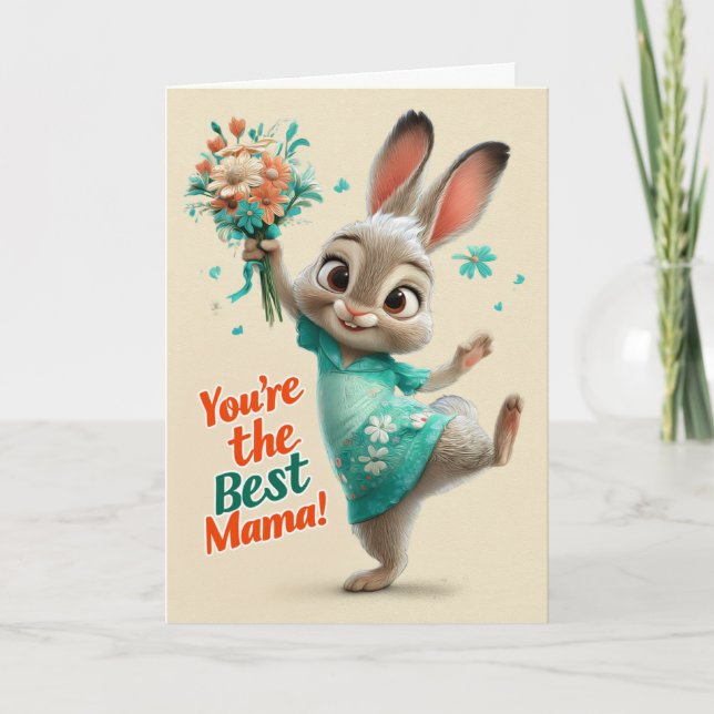 Carte Cute Bunny You’re the Best Mama Card (Devant)