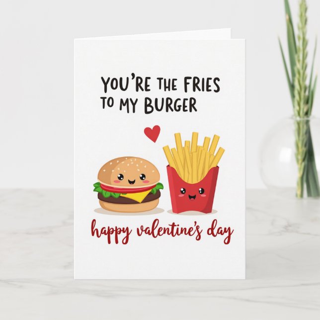 Carte Cute Burger Fries Valentine Card (Devant)