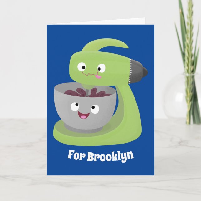 Carte Cute cake mixer cuisine appareil dessin animé (Devant)