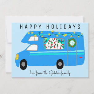 Carte Cute Camper Vintage RV Arbre libre de Noël personn
