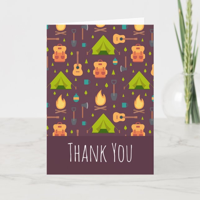 Carte Cute Camping Merci Motif à thème (Devant)
