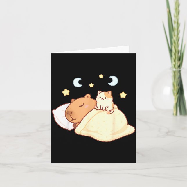 Carte Cute Capybara Kawaii Sleep Pajamas Sleepybara Cat  (Devant)