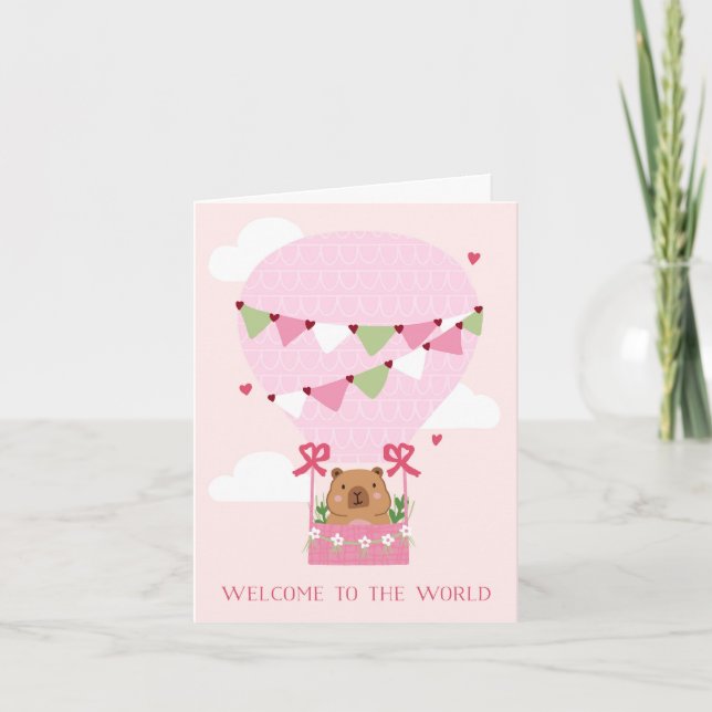 Carte Cute Capybara New Baby Greeting Card (Devant)