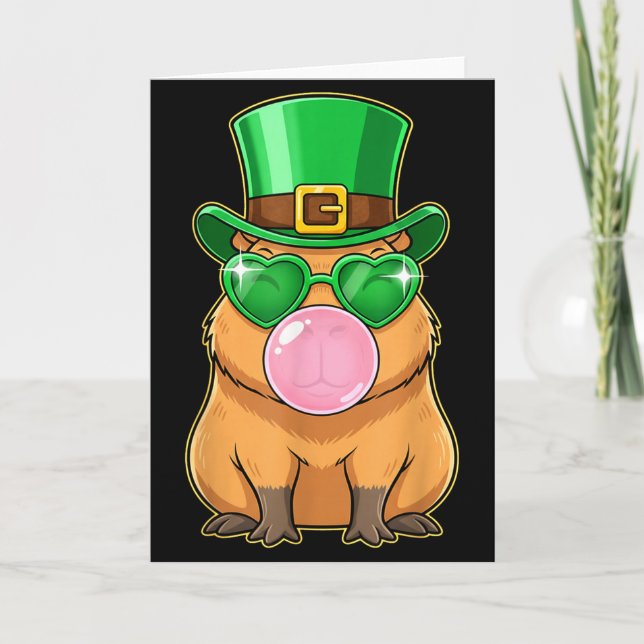 Carte Cute Capybara St Patricks Day Capybara Bubble Gum  (Devant)