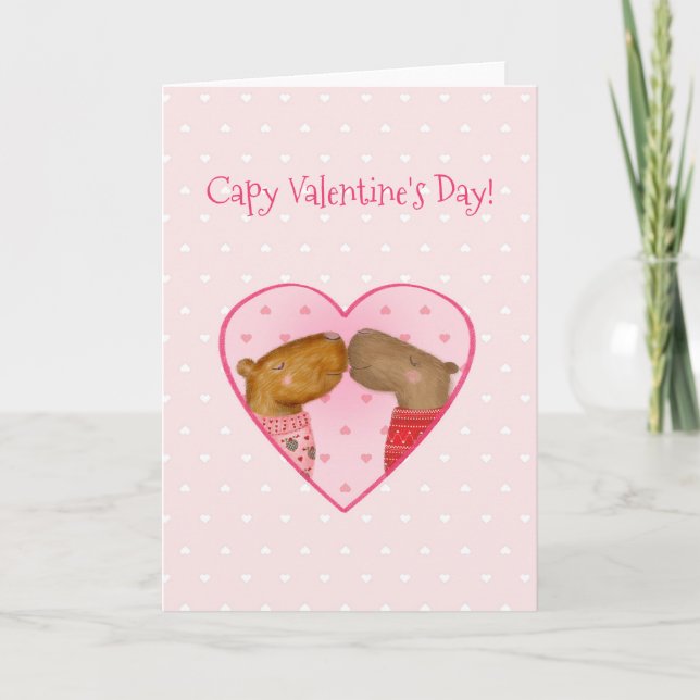 Carte Cute capybara Valentine's Day card (Devant)