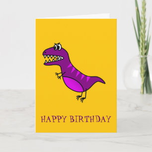 Carte Cute cartoon angry purple dinosaure