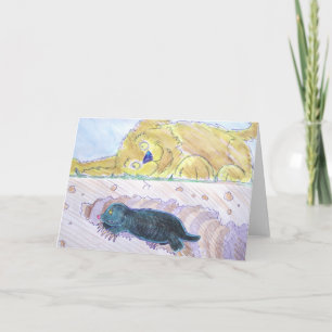 Carte cute cartoon digging while dog lisch