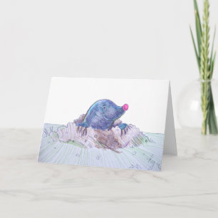 Carte Cute Cartoon Mole et Molehill