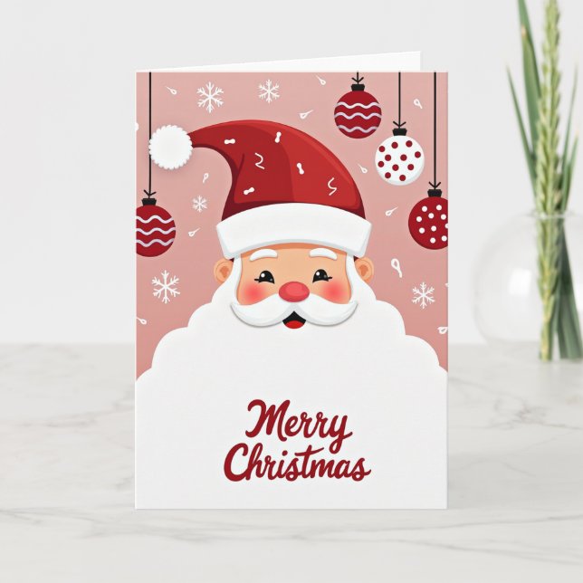Carte Cute Cartoon Santa Claus Face Merry Christmas Card (Devant)