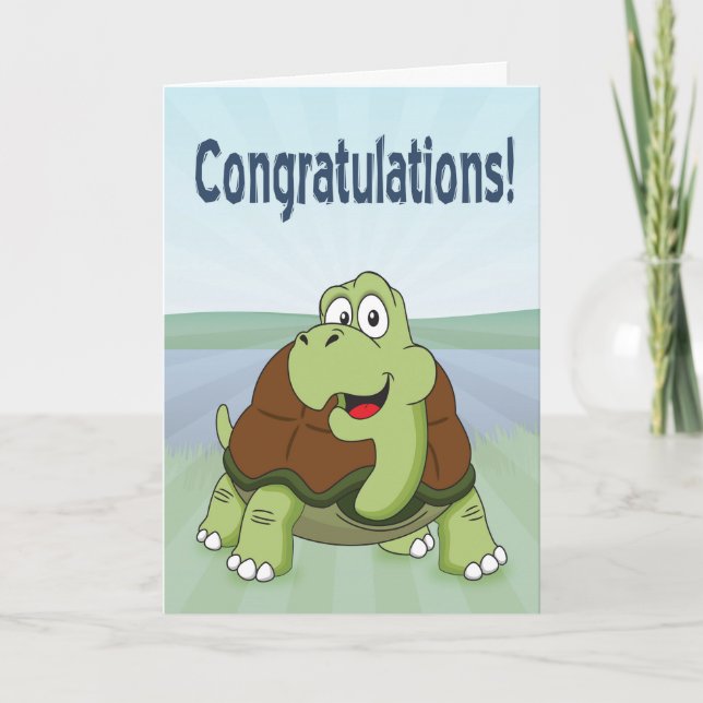 Carte Cute Cartoon Turtle Smiling pour Félicitations (Devant)