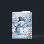 Carte Cute Casquette bleu Snowman et Fleurs d'Écharpe bl<br><div class="desc">Adorable bonhomme de neige en bleu casquette et foulard profitant de cette journée d'hiver froide.</div>