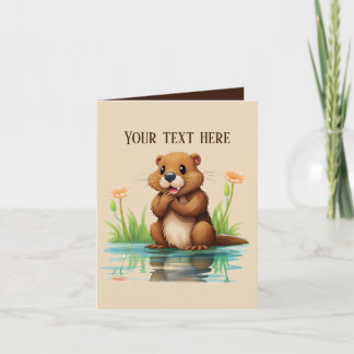 Carte Cute castor ajouter du texte n'importe quel but