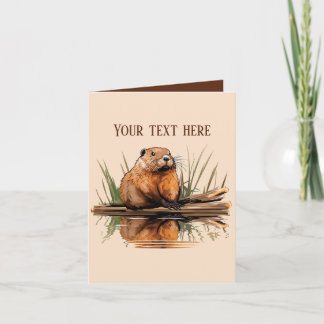 Carte Cute castor ajouter du texte n'importe quel but