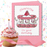 Carte Cute Cat Funny Party Kitten Cartoon Anniversaire<br><div class="desc">Cette carte drôle et mignonne est parfaite pour votre amoureux des chats, jeune ou vieux. Personnalisez votre message à l'intérieur et faites sourire quelqu'un :) C'est l'un des personnages créés par ma petite-fille et moi, The Bean Crew. Elle dessine les personnages avec toutes leurs jolies caractéristiques et je les transforme...</div>