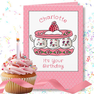 Carte Cute Cat Funny Party Kitten Cartoon Anniversaire