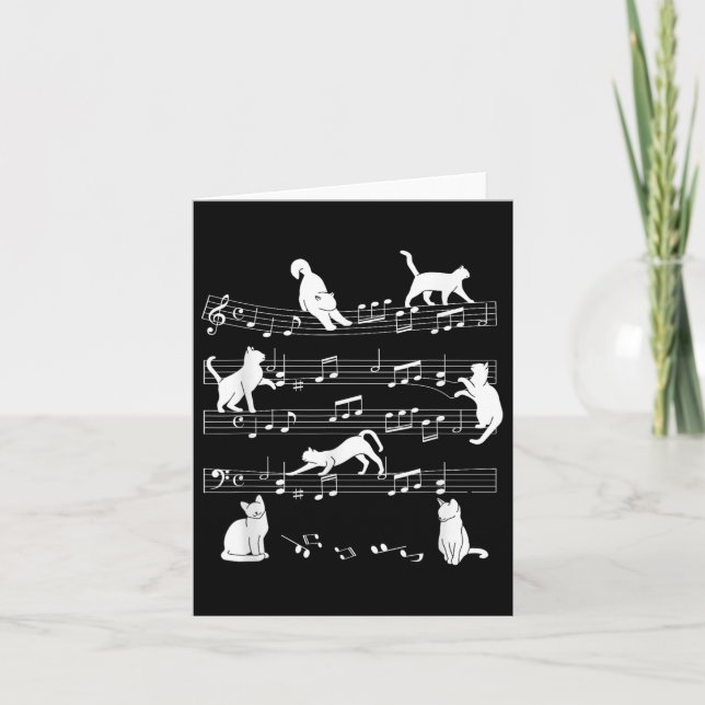 Carte Cute Cat Kitty Playing Music Note Clef (Devant)