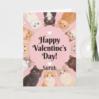 Carte Cute Cat Lover Polka Dots Happy Valentine's Day 