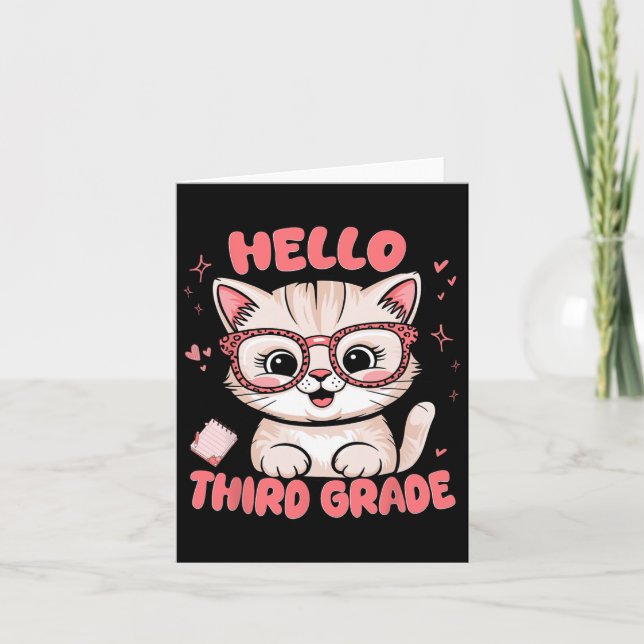 Carte Cute Cat Vibes 3e Classe Retour À L'École (Devant)