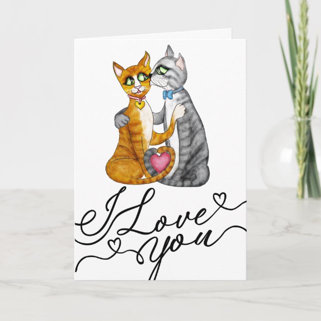 Carte Cute Cats Valentine’s Day I Love You Card (Devant)
