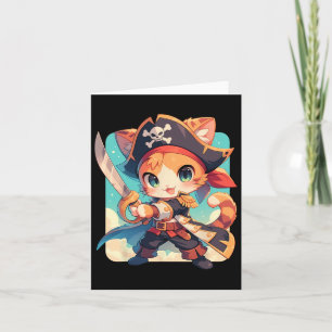 Carte Cute Chat Comme Pirate Kawaii Anime